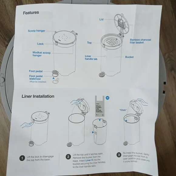 Modkat Litter Keeper + Scoop plastic waste disposal pail bamboo charcoal filter - Picture 15 of 17